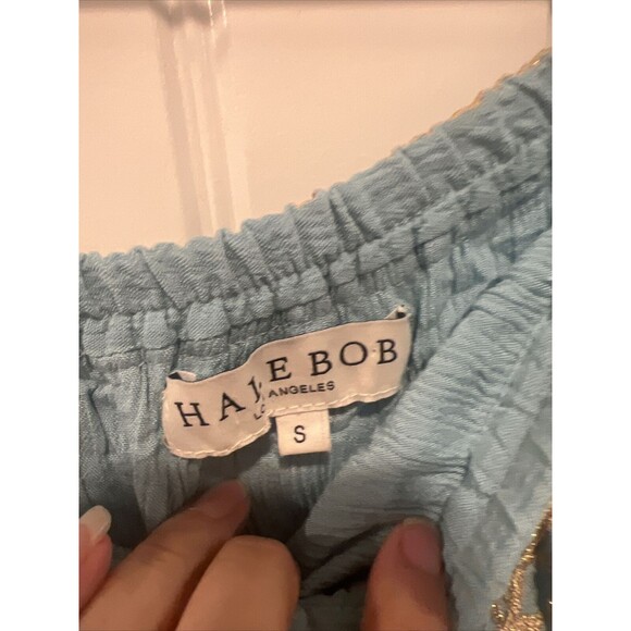 Hale Bob Skirt Boho Small Festival Blue With Gold Metallic Threads Waist 30 - Picture 5 of 9